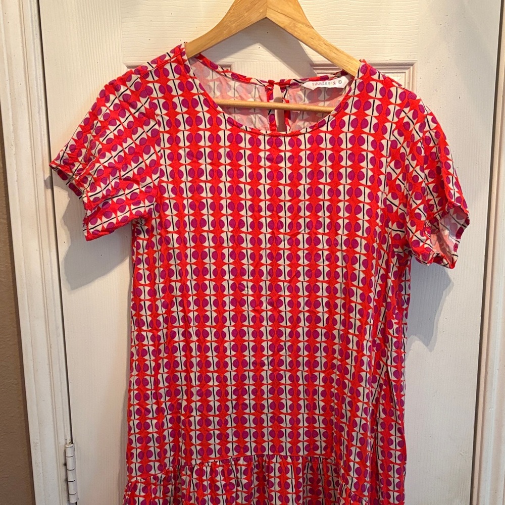Stylish Red Patterned Dress